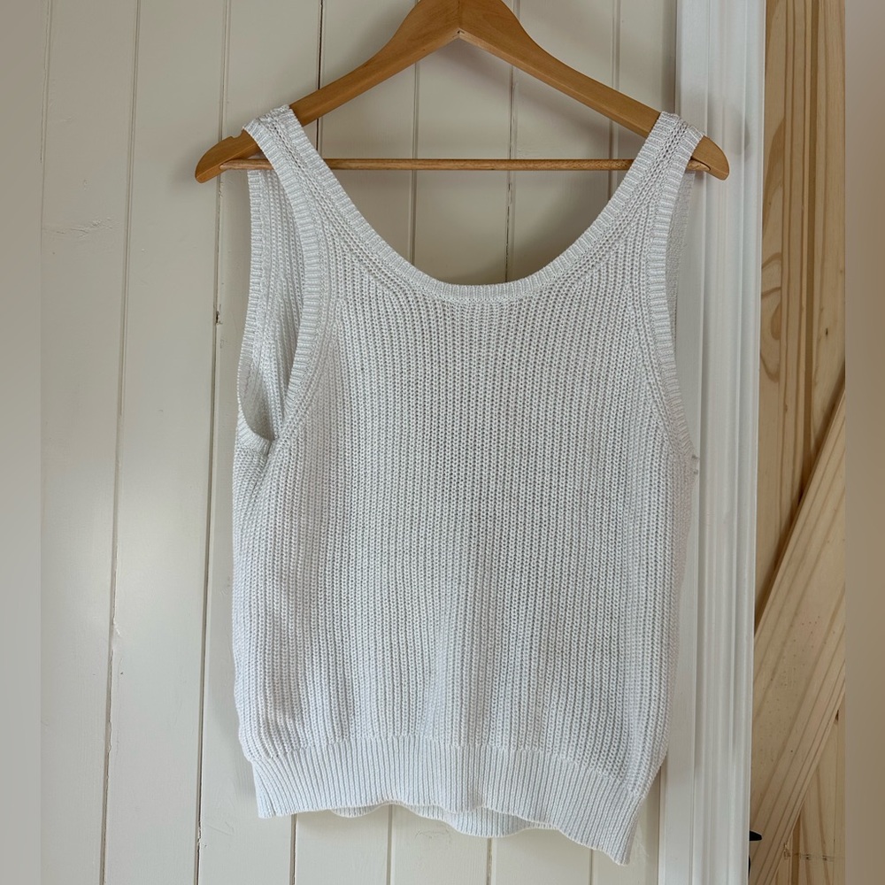 aritzia babaton white backless knitted cotton tank